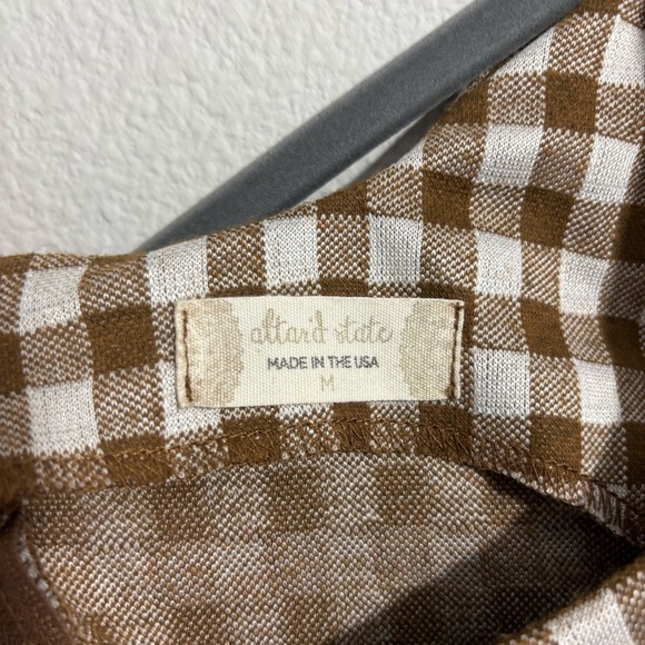 Altar'd State Checkered Brown and White Mini Dress M Preppy Feminine Minimalist - Picture 4 of 12